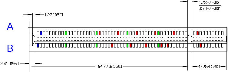 Рис. 2.  Разъём  PCI(вид сверху)